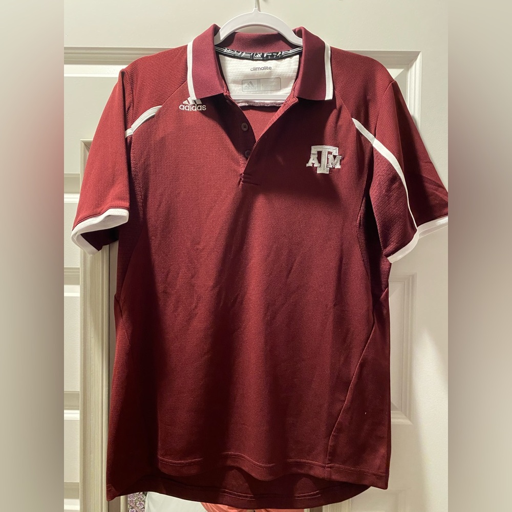 Adidas Burgundy Polo with White Accents